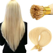 #24 Gold Blonde Straight I Tip Hair Extensions Remy Human Hair Stick Tip Bonded Extension SLDIT-10