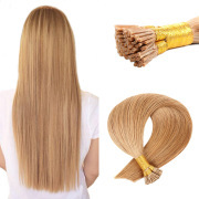 #27 Honey Blonde Straight I Tip Hair Extensions Remy Human Hair Stick Tip Bonded Extension SLDIT-11