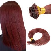 #33 Dark Auburn Straight I Tip Hair Extensions Remy Human Hair Stick Tip Bonded Extension SLDIT-13