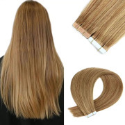 #10 Gold Brown Straight Tape In Hair Extensions Remy Human Hair SLDTI-07