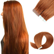 #30 Medium Auburn Straight Tape In Hair Extensions Remy Human Hair SLDTI-12