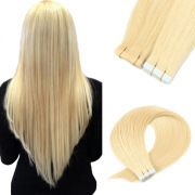 #613 Bleach Blonde Straight Tape In Hair Extensions Remy Human Hair SLDTI-14