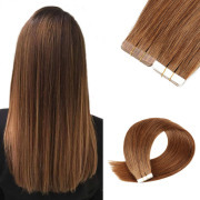 #6 Light Brown Straight Tape In Hair Extensions Remy Human Hair SLDTI-05