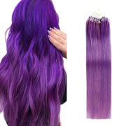 Purple Straight Micro Ring Hair Extensions Remy Human Hair Loop Extension SLDMR-19