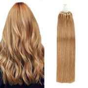 #12 Light Gold Brown Straight Micro Ring Hair Extensions Remy Human Hair Loop Extension SLDMR-08