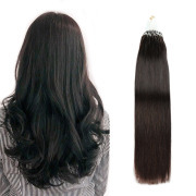#1B Natural Black Straight Micro Ring Hair Extensions Remy Human Hair Loop Extension SLDMR-02