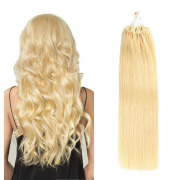 #24 Gold Blonde Straight Micro Ring Hair Extensions Remy Human Hair Loop Extension SLDMR-10