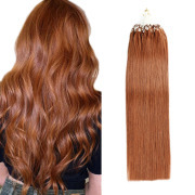 #30 Medium Auburn Straight Micro Ring Hair Extensions Remy Human Hair Loop Extension SLDMR-12
