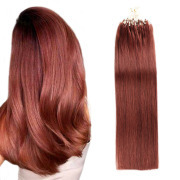 #33 Dark Auburn Straight Micro Ring Hair Extensions Remy Human Hair Loop Extension SLDMR-13