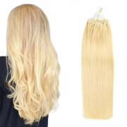 #613 Bleach Blonde Straight Micro Ring Hair Extensions Remy Human Hair Loop Extension SLDMR-15