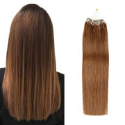 #6 Light Brown Straight Micro Ring Hair Extensions Remy Human Hair Loop Extension SLDMR-05