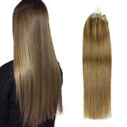 #8 Ash Brown Straight Micro Ring Hair Extensions Remy Human Hair Loop Extension SLDMR-06