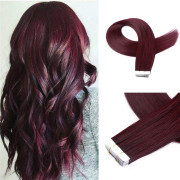 #99J Dark Wine Straight Tape In Hair Extensions Remy Human Hair SLDTI-18