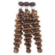 #P 4/27 Honey Blonde Deep Wave Piano Colored Hair Bundles Remy Human Hair Weft XTHW-267
