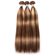 #P 4/27 Honey Blonde Straight Piano Colored Hair Bundles Remy Human Hair Weft XTHW-265