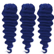 Blue Loose Deep Wave Remy Human Hair Weave Bundles Colored Hair Weft XTHW-270