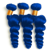 Blue Loose Wave Remy Human Hair Weave Bundles Colored Hair Weft XTHW-272