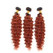 #T 1B/Ginger Orange Deep Wave Two Tone Hair Bundles Remy Human Hair Weft XTHW-276