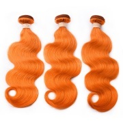 Orange Body Wave Remy Human Hair Weave Bundles Colored Hair Weft XTHW-181