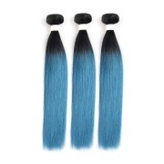 #T 1B/Ice Blue Straight Two Tone Hair Bundles Remy Human Hair Weft XTHW-223