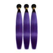 #T 1B/Purple Straight Two Tone Hair Bundles Remy Human Hair Weft XTHW-264
