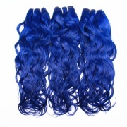 Blue Water Wave Remy Human Hair Weave Bundles Colored Hair Weft XTHW-177