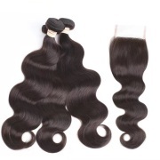 #2 Dark Brown Body Wave Pure Colored Hair Bundles With Lace Closure 4X4 JCXT-230