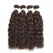 #4 Medium Brown Water Wave Remy Hair Weave Bundles Colored Hair Weft XTHW-137