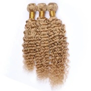 #27 Honey Blonde Deep Wave Remy Human Hair Weave Bundles Colored Hair Weft XTHW-142