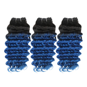 #T 1B/Blue Deep Wave Two Tone Hair Bundles Remy Human Hair Weft XTHW-284