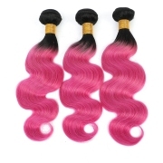 #T 1B/Pink Body Wave Two Tone Hair Bundles Remy Human Hair Weft XTHW-291