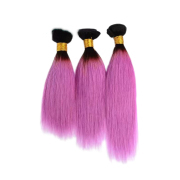 #T 1B/Pink Straight Two Tone Hair Bundles Remy Human Hair Weft XTHW-287