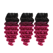 #T 1B/Purple Deep Wave Two Tone Hair Bundles Remy Human Hair Weft XTHW-285