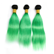 #T 1B/Green Straight Two Tone Hair Bundles Remy Human Hair Weft XTHW-289