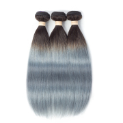 #T 1B/Grey Straight Two Tone Hair Bundles Remy Human Hair Weft XTHW-298