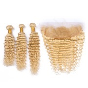 Deep Wave 613 Blonde Hair Weaves With Lace Frontal 13X4 JCXT-197