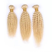 #613 Blonde Kinky Curly Hair Bundles Remy Human Hair Weft XTHW-26