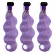 #T 1B/Light Purple Body Wave Two Tone Hair Bundles Remy Human Hair Weft XTHW-302