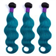 #T 1B/Lake Blue Body Wave Two Tone Hair Bundles Remy Human Hair Weft XTHW-296