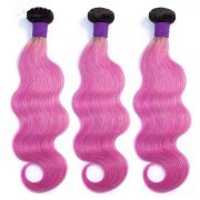 #T 1B/Pink Body Wave Two Tone Hair Bundles Remy Human Hair Weft XTHW-293