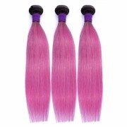 #T 1B/Pink Straight Two Tone Hair Bundles Remy Human Hair Weft XTHW-292