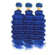 Blue Deep Wave Remy Human Hair Weave Bundles Colored Hair Weft XTHW-311