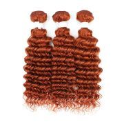 Ginger Orange Deep Wave Remy Human Hair Weave Bundles Colored Hair Weft XTHW-279