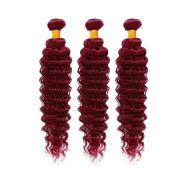 Burgundy Deep Wave Remy Human Hair Weave Bundles Colored Hair Weft XTHW-177