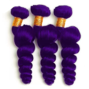 Purple Loose Wave Remy Human Hair Weave Bundles Colored Hair Weft XTHW-176