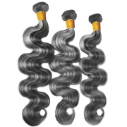 #P 1B/Grey Body Wave Highlighted Hair Bundles Piano Colored Remy Human Hair Weft XTHW-315