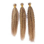 #P 8/613 Blonde Kinky Curly Highlighted Hair Bundles Piano Colored Remy Human Hair Weft XTHW-317