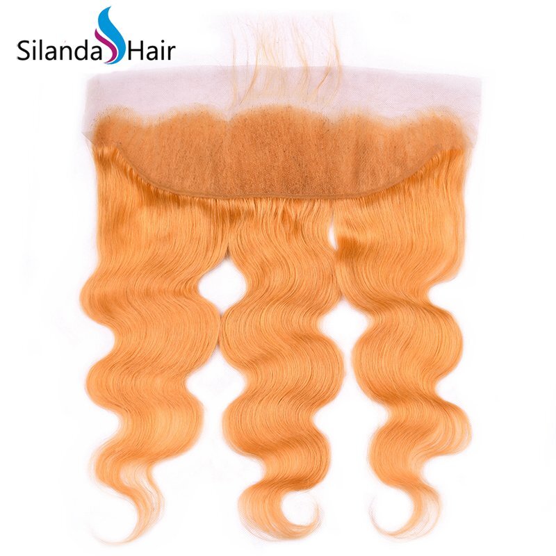 Orange Body Wave Remy Human Hair Weaving Bundles With Lace Frontal 13X4 JXCT-226