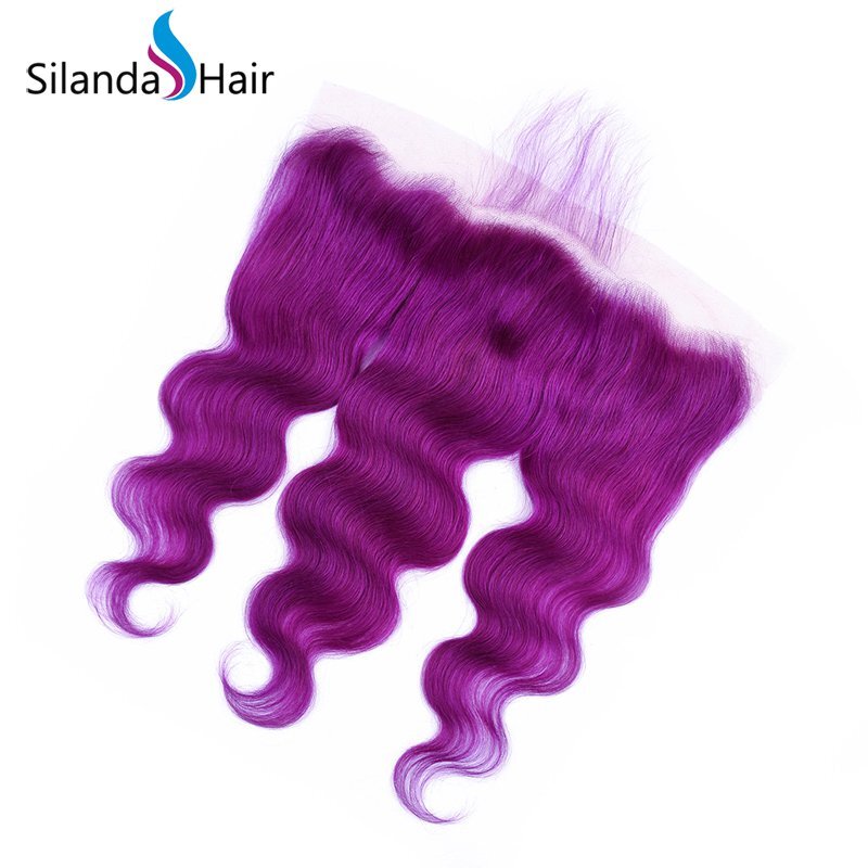 Pure Purple Body Wave Human Hair Weaving Bundles With Lace Frontal 13X4 JXCT-227