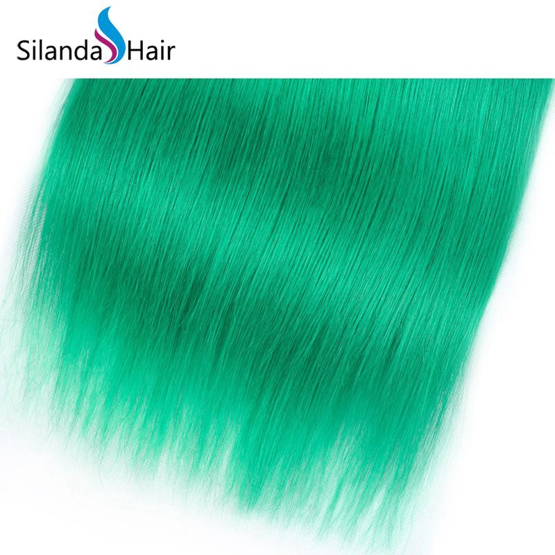 1B/Light Green Straight Remy Human Hair Ombre Hair Bundles